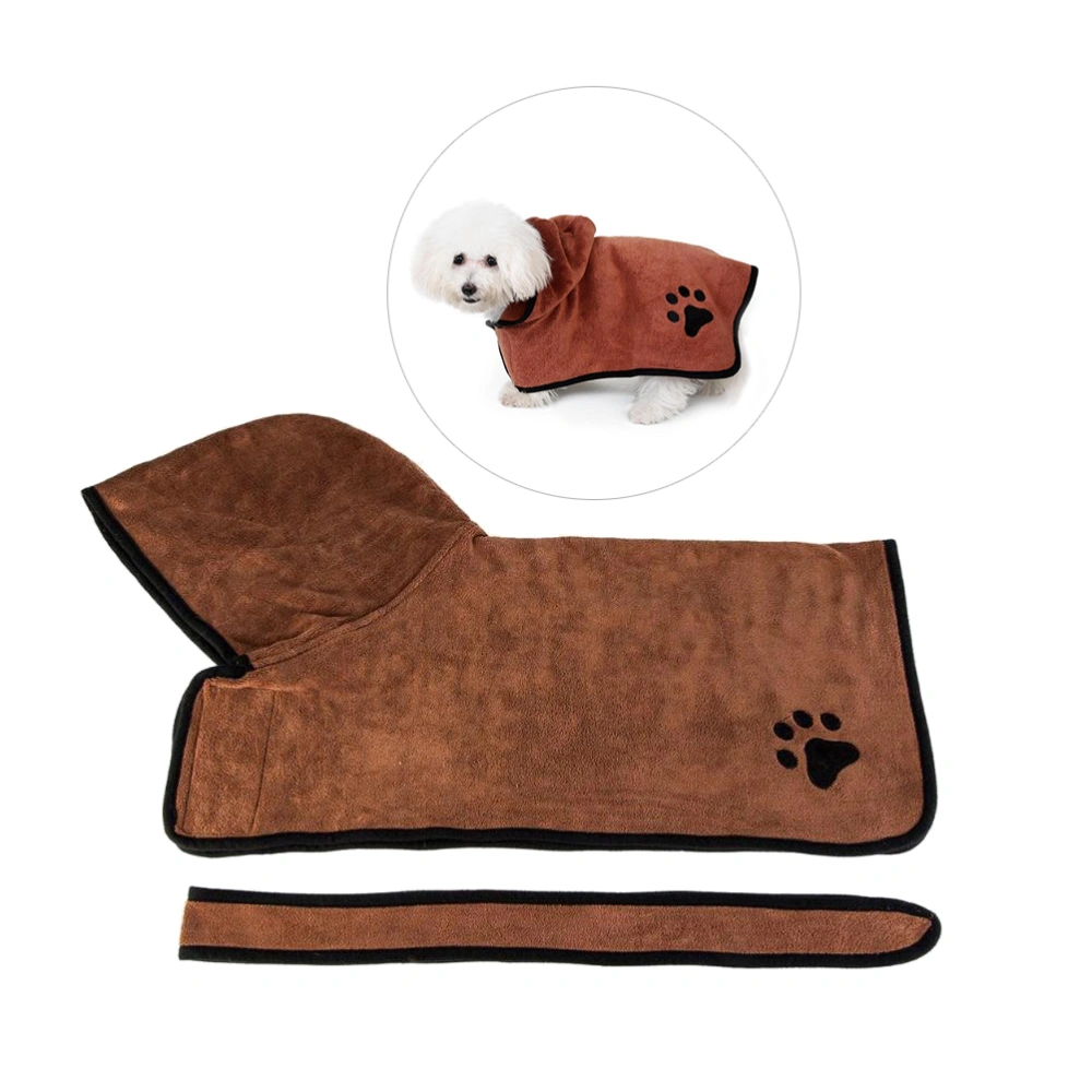 Fast Dry Pet Bath Towel Quickly Absorbing Water Bath Robe for Dog and Cat Size XL (Brown)