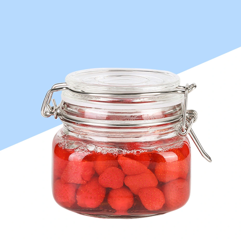 500ML Clear Square Glass Jars Storage Container with Stainless Steel Buckle for Sealing