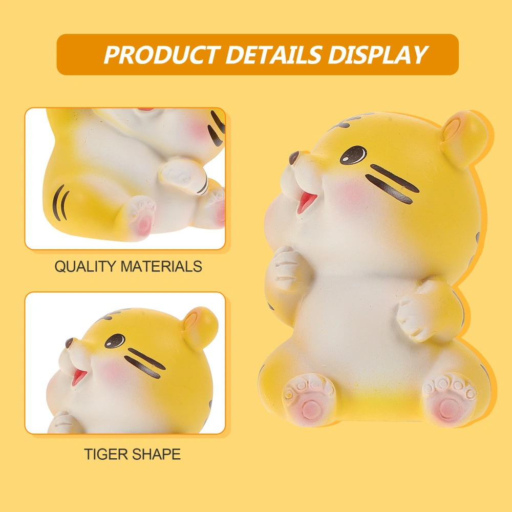 2Pcs Lovely Tiger Decors Cartoon Tiger Ornaments Resin Mini Tigers Pet Accessory