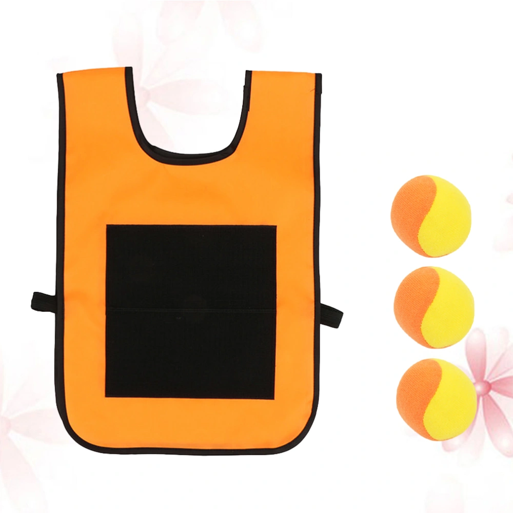 Small Orange Children Sticky Ball Vest Viscous Jersey Vest Game Props Adhesive Ball Vest with 3 Random Color Balls for Kids