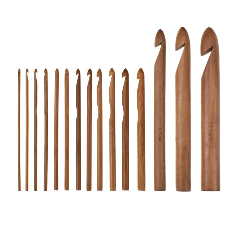 15PCS Carbonized Bamboo Crochet Hooks Set Eco-friendly Knitting Woven Needle for Home