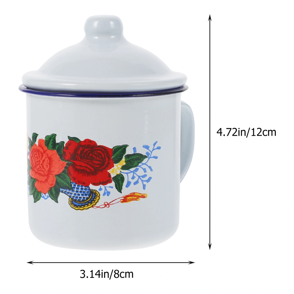 1 pc Enamel Tea Mug Retro Enamel Cup Practical Tea Storage Cup (White)