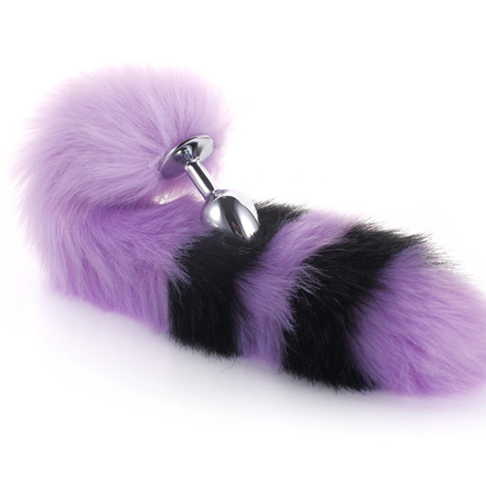 Purple Black Color Role Play Toy Tail Anal Plug Metal Butt Plug Flirting Sex Toy Size L