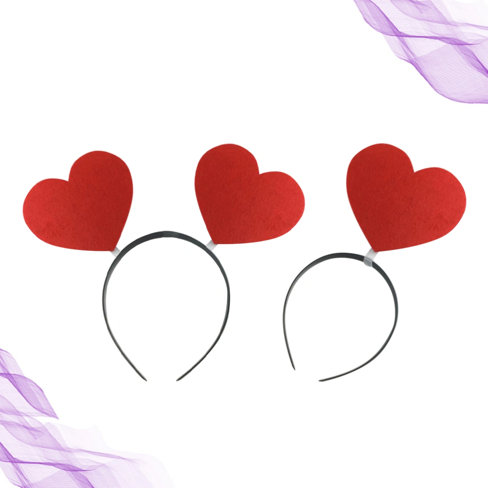 2pcs Romantic Heart Hair Adorable Hair Bands Hair Accessories for Women Girls (Single Heart and Double Heart, Red)