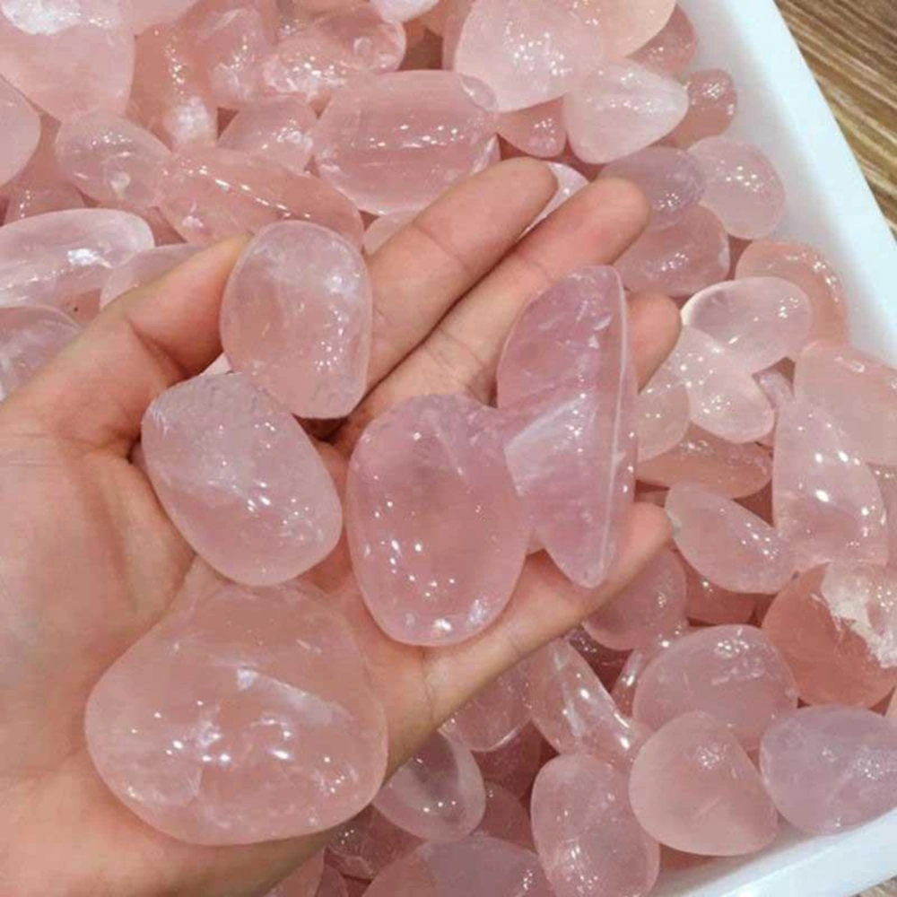 50g 15-25mm Natural Polished Crystal Tumbled Gravel Stone Tumbled Healing Crystal Stones for DIY Crafts (Pink)