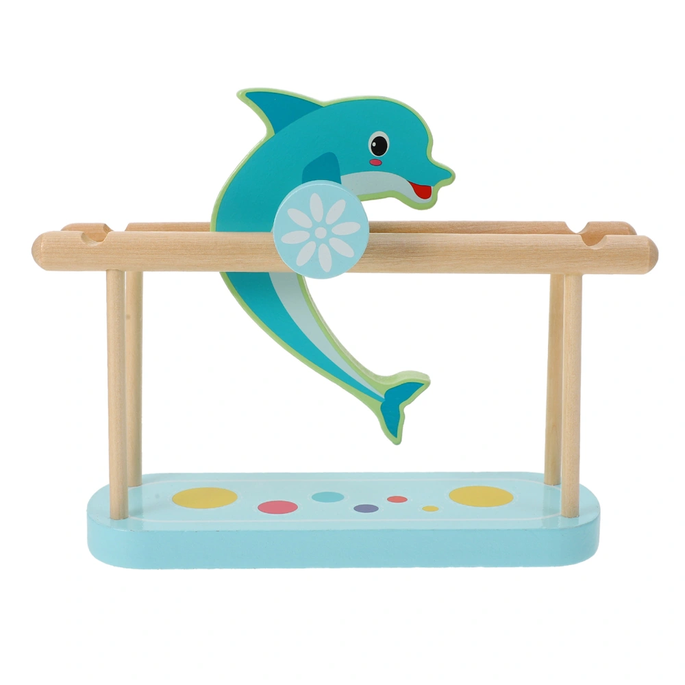 1pc Wooden Dolphin Tumbling Toy Funny Cartoon Baby Toy Leisure Decompression Toy