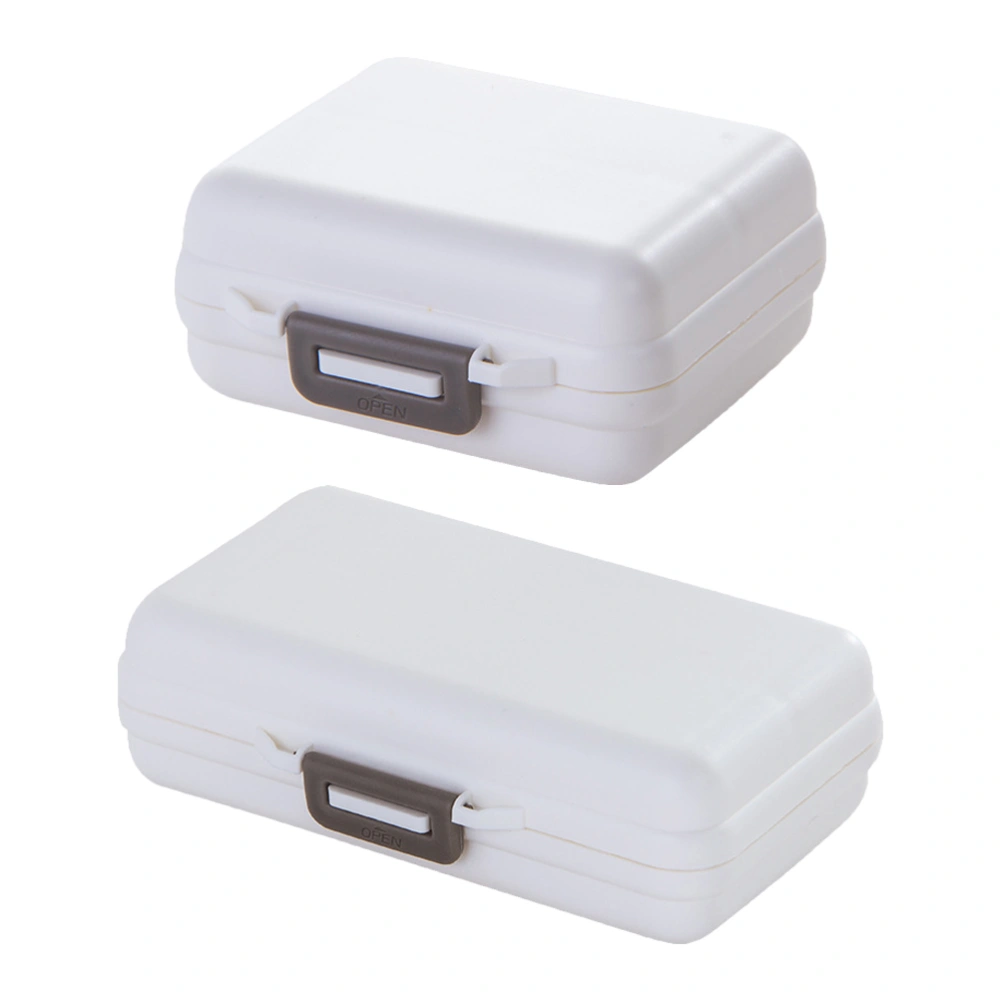 2Pcs Plastic Pills Box 7 Compartments Portable Pills Containers Mini Boxes (White)