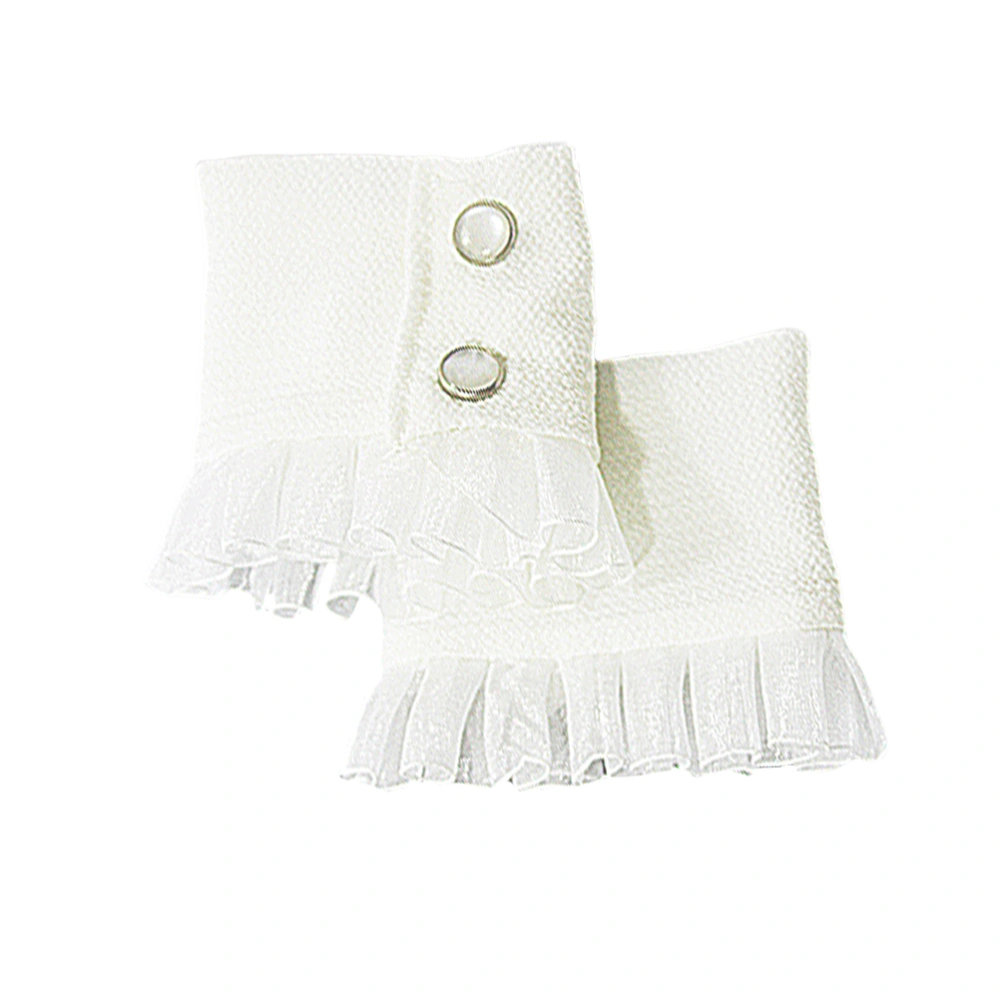 Decorative Woman Lace Frilled False Sleeve Exquisite Fake Cuff Clothes Accessory for Woman Lady Girl (White Free Size)