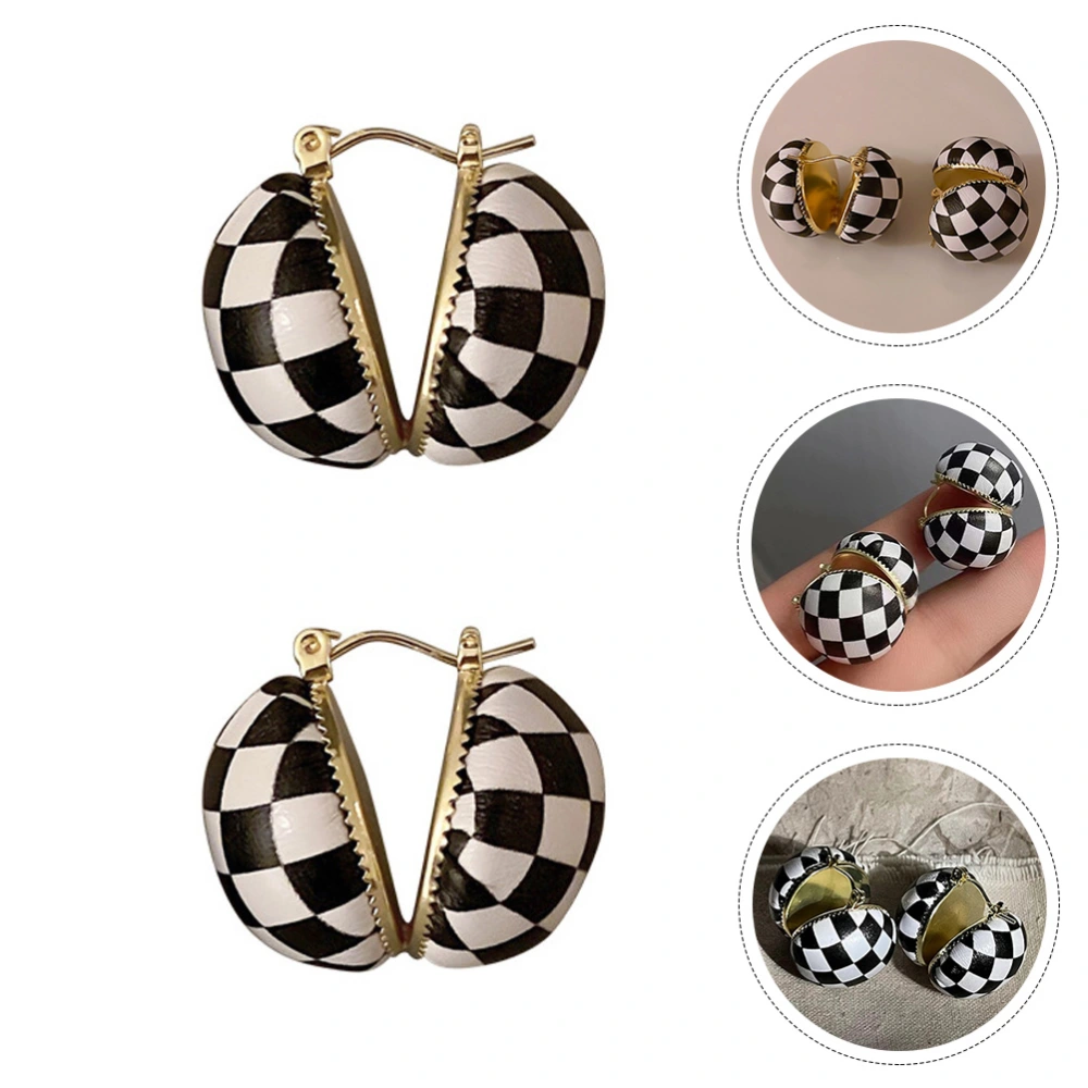 1 Pair Creative Checkerboard Earrings Checkerboard Studs Black And White Studs