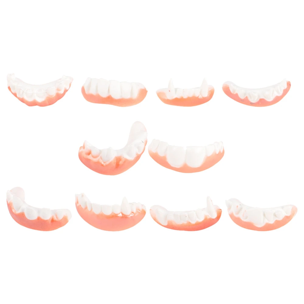 10PCS Halloween Tricky Teeth Decor Theme Costume Party Dentures (Mixed Style)