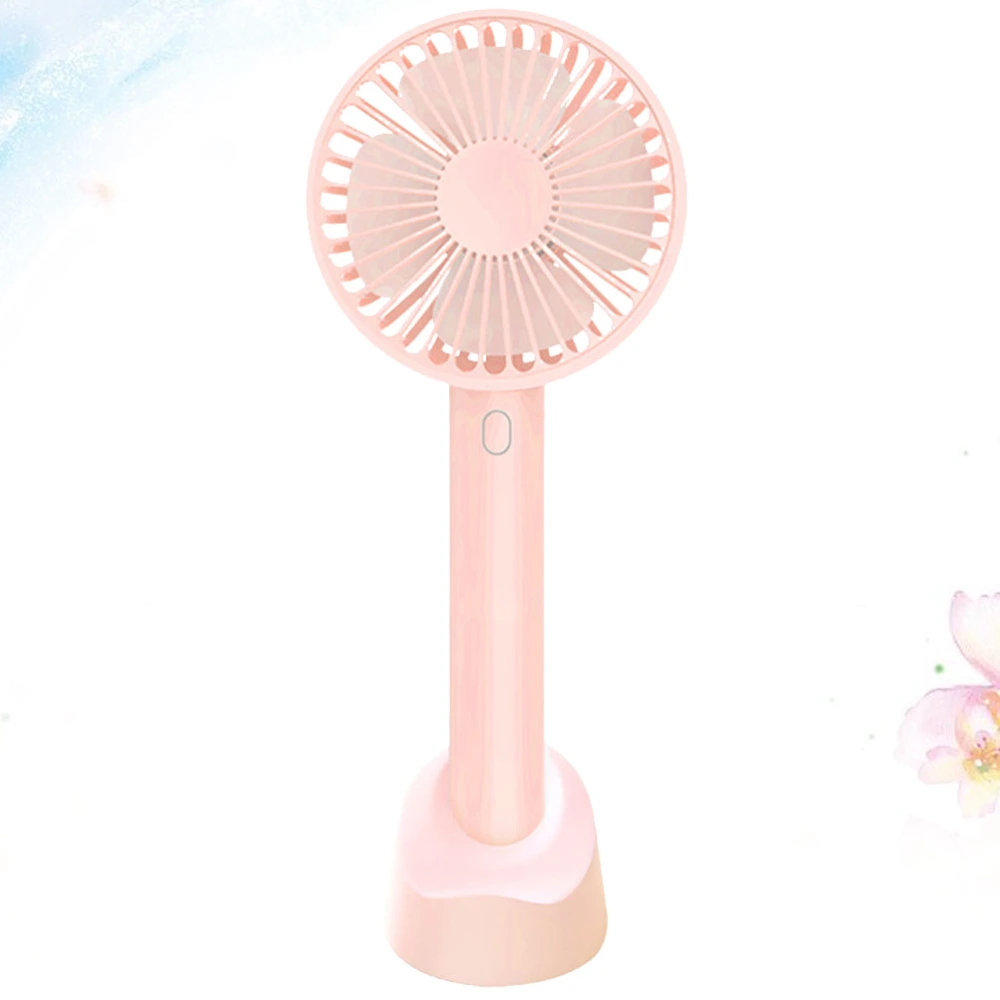 USB Handheld Fan Simple Air Fan Portable Charging Fan Mini Cooling Fan for Outdoor Home Travel (Pink)