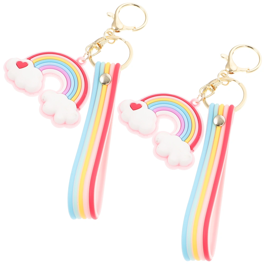 2 Pcs Rainbow Key Rings Cartoon Rainbow Key Chains Lovely Rainbow Key Pendants