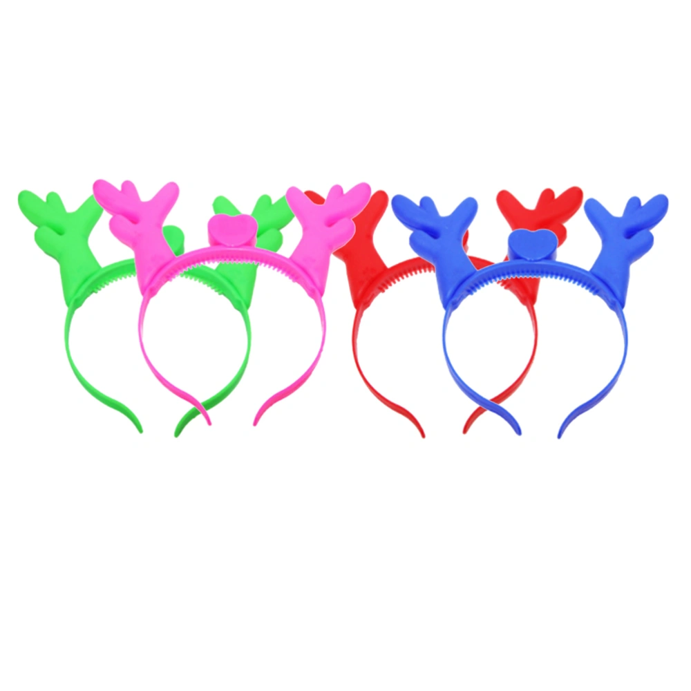 4pcs Antler Design Hair LED Luminous Head Plastic Head Toys for Christmas Halloween Red Rose Red Green Blue