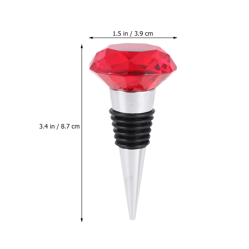 Crystal Diamond Wine Stopper Champagne Bottle Sealer Cork Metal Wine Plug Stopper Party Favors (Red)