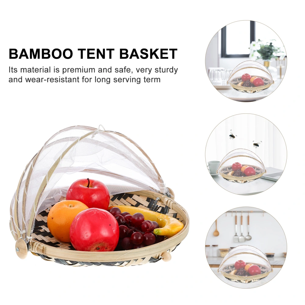 1Pc Food Storage Basket Food Serving Mesh Basket Bamboo Tent Basket for Home