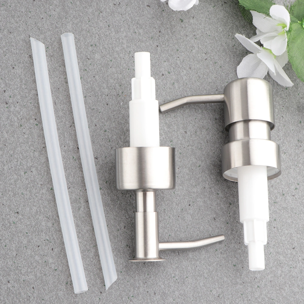 2pcs Lotion Soap Dispensers Pump Replacement Stainless Steel Bottle Pump Liquid Press Pump for Bottles (Pattern E + Pattern C) 