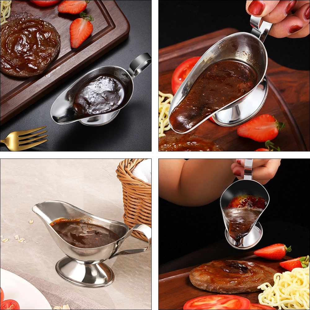 3pcs Gravy Boats Stainless Saucier Sauce Boats Seasoning Storage Containers