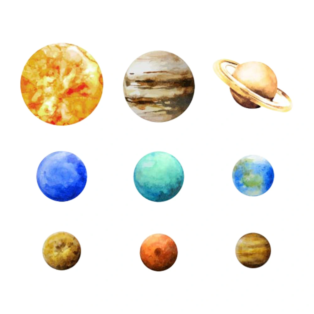 Nine Planets Luminous Wall Stickers Early Education Enlightenment Stickers Waterproof Planetary Fluorescent Stickers Detachable for Bedroom Living Room Children's Room -Water Color Board 2(As Shown)