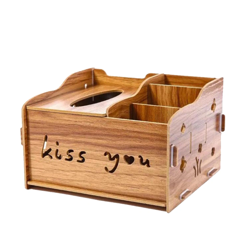 Wooden Tissue Box Multipurpose Holder Pen Container Sundries Desktop Organizer for Living Room Bedroom