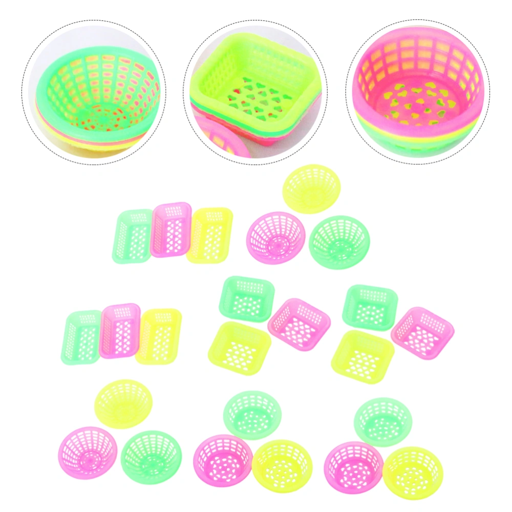 36Pcs Mini Storage Basket Plastic Miniatures Display Basket Ornament Mini House Decorations