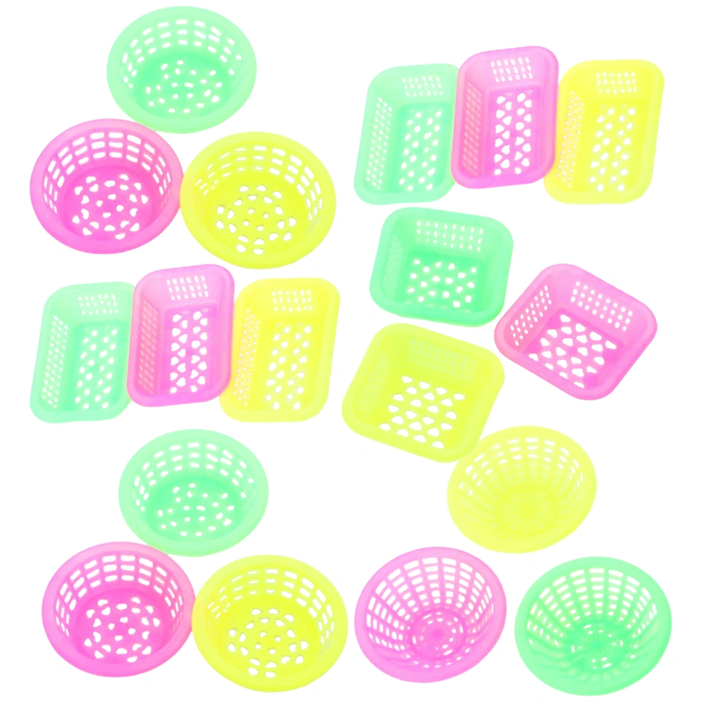 36Pcs Mini Storage Basket Plastic Miniatures Display Basket Ornament Mini House Decorations