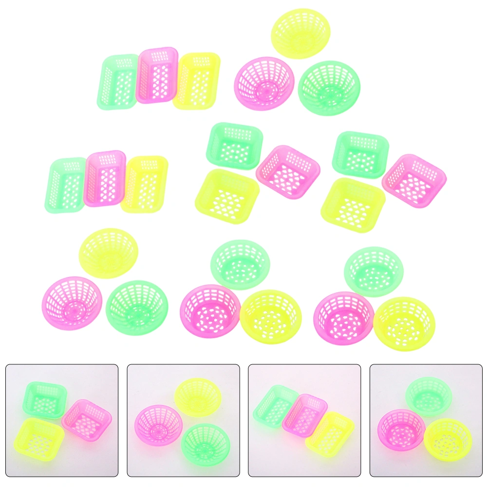 36Pcs Mini Storage Basket Plastic Miniatures Display Basket Ornament Mini House Decorations