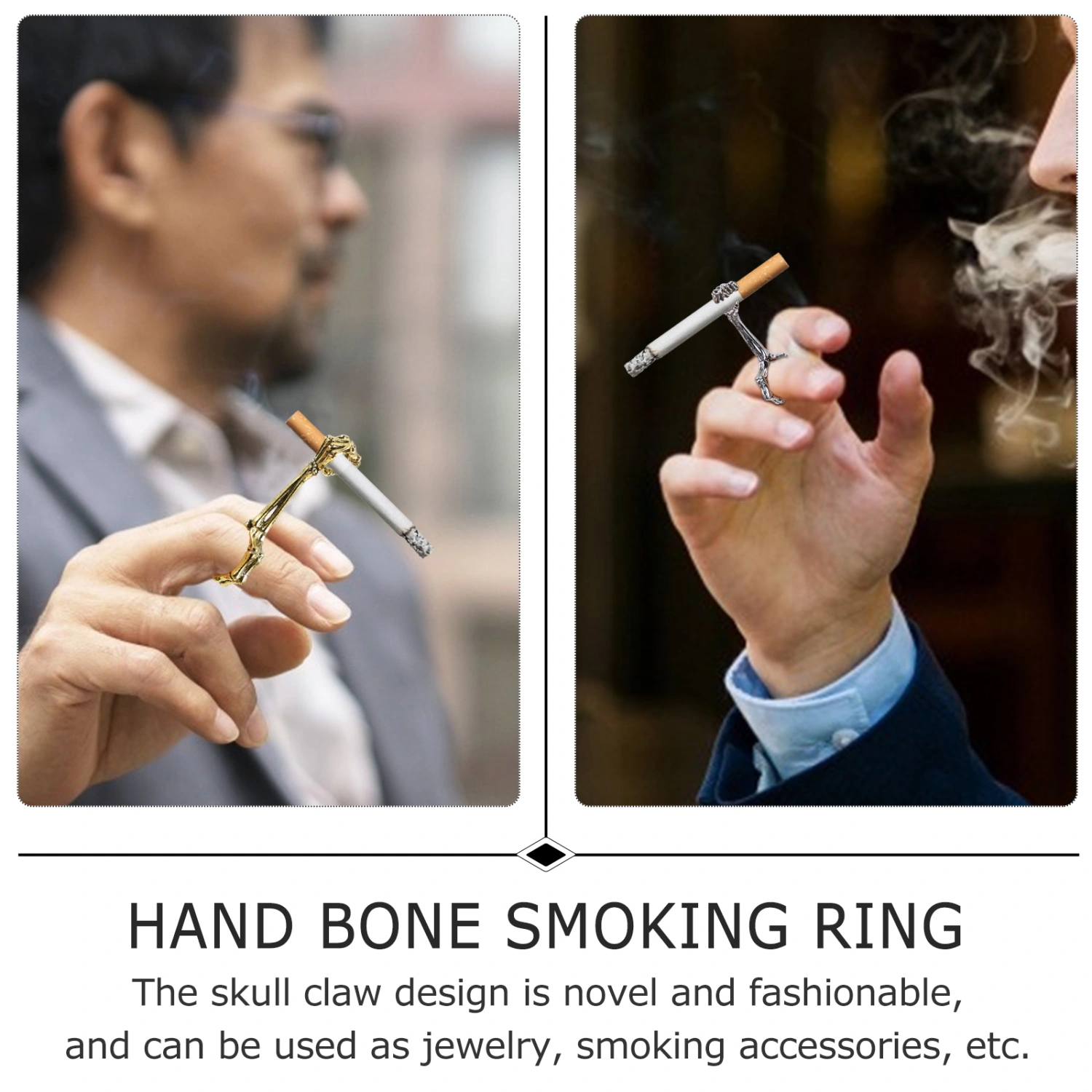 2pcs Cigarette Holder Ring Skeleton Hand Design Copper Cigarette Holder