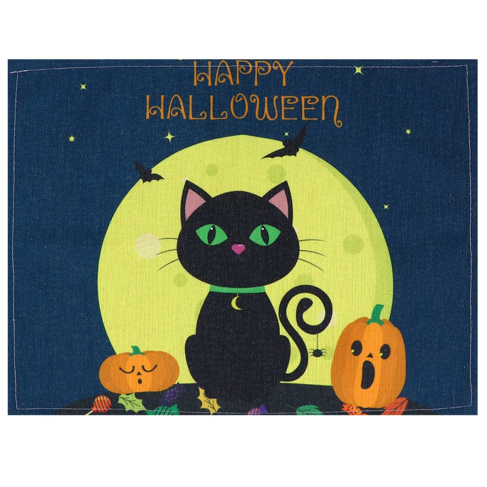 Halloween Table Mat Cotton and Linen Placemat Table Cloth Party Supplies Black (32x42cm, CD055-26)