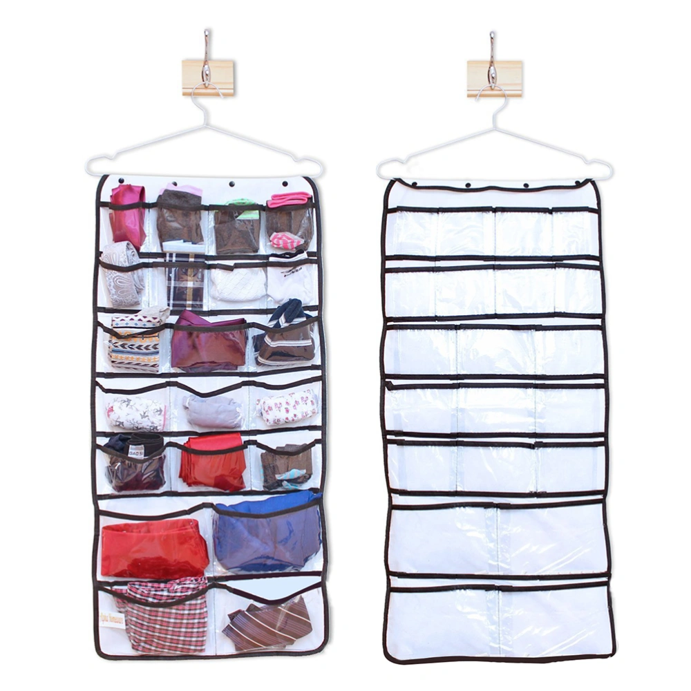 Hanging Closet Dual-Sided Organizers 42 Pockets for Storage Bras Underwear Clothes Stockings Socks Jewelry Toiletries Baby Household Children Accessories (White)