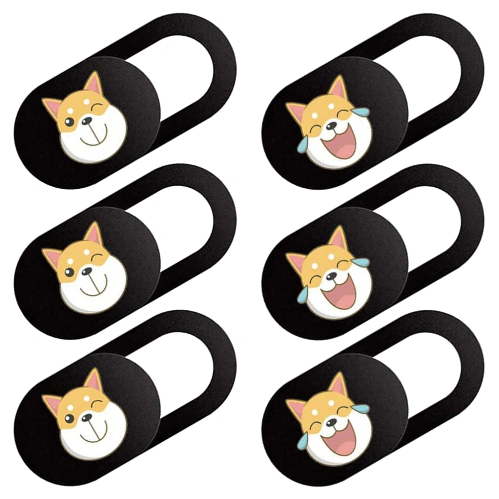 6Pcs Webcam Cover Slide Lovely Dog Pattern Web Camera Cover Blocker Decoration