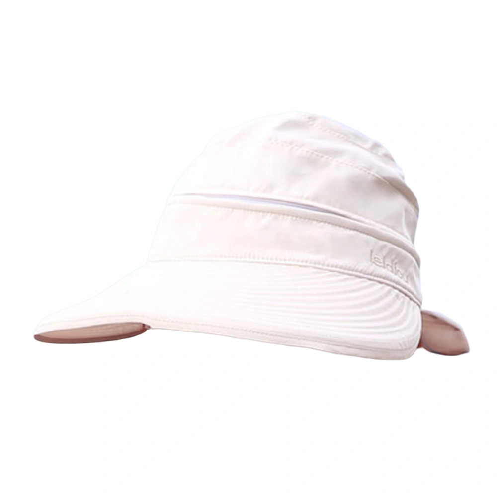 Foldable Sun Hat Visor 2-Style Wide Brim UV Protection Sun Visor Hat (Beige)