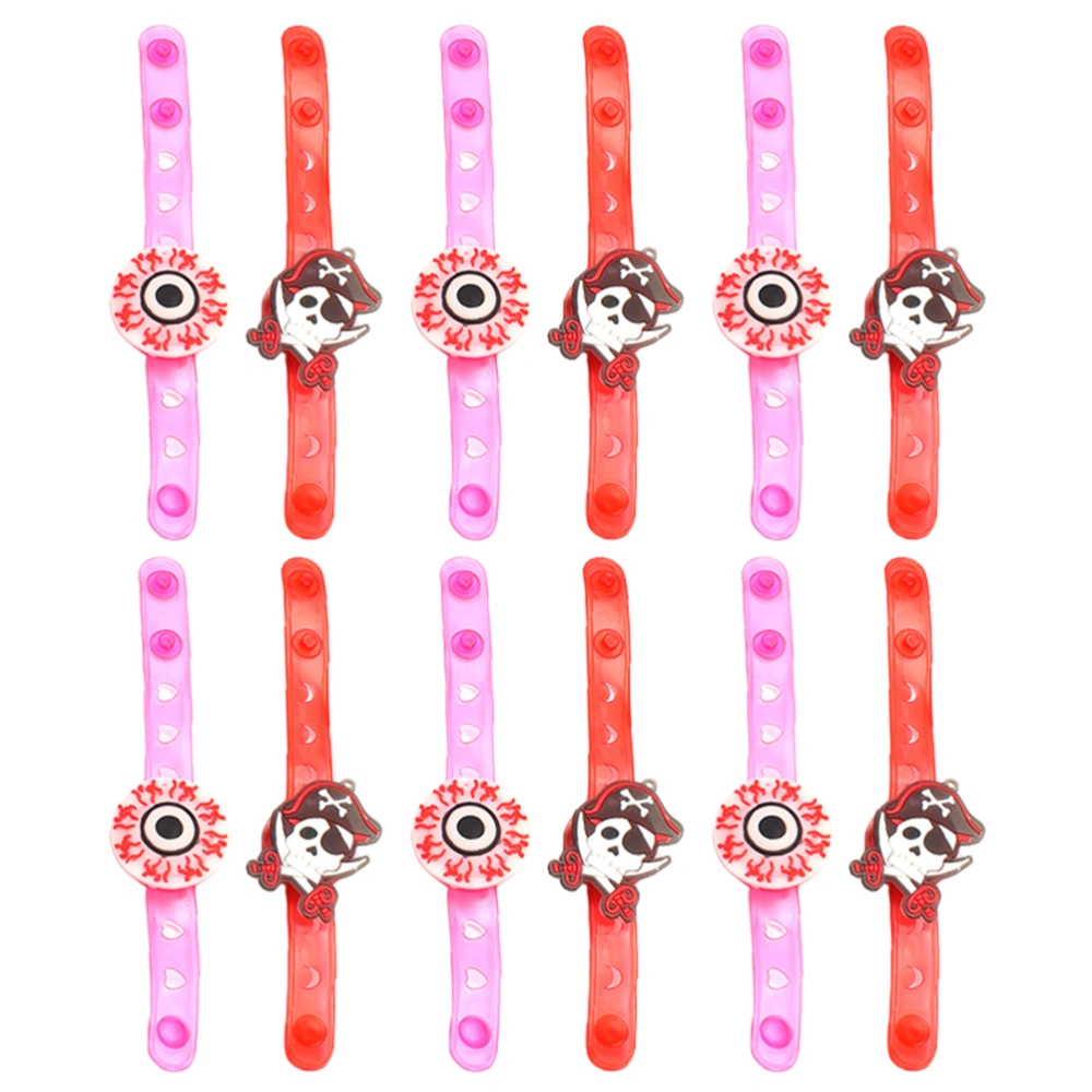 12pcs Halloween Glow Bracelet Wrist Band Flash Children Watch (Mixed Style)