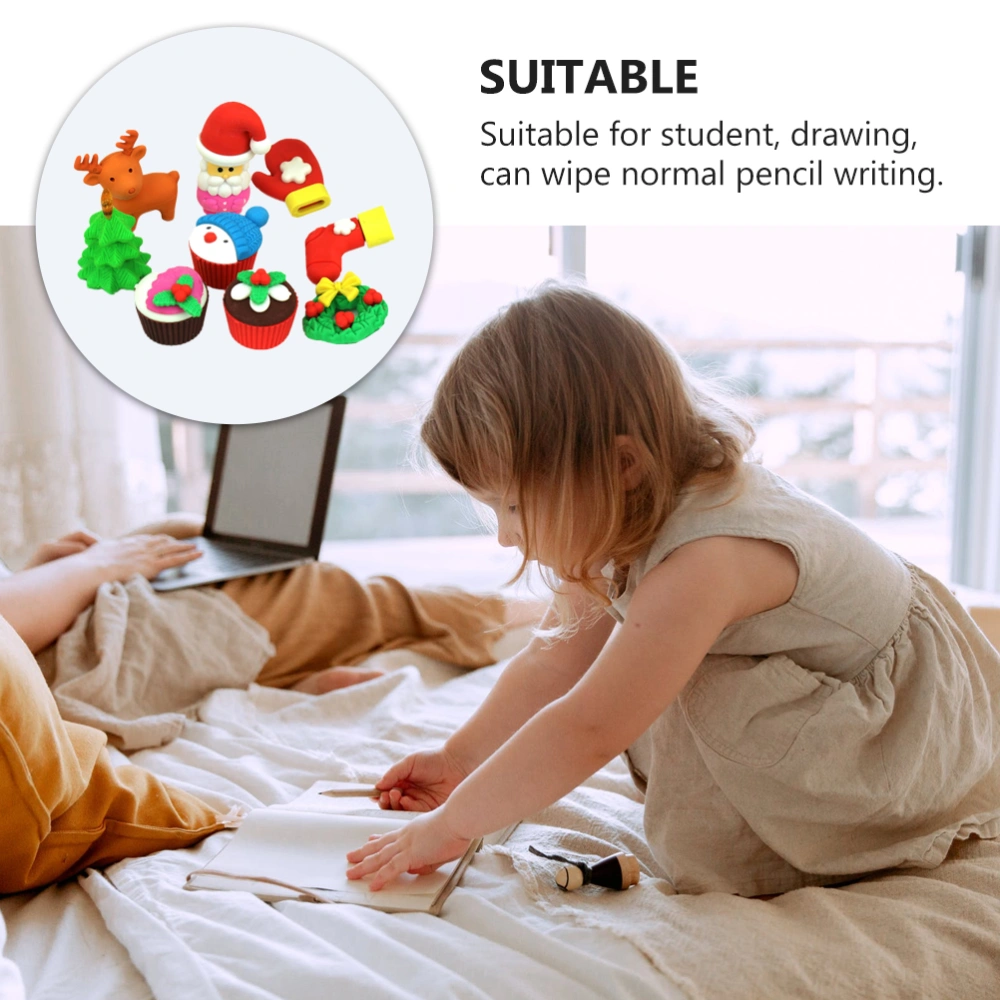 12PCS Christmas Adorable Pencil Eraser (Random Style, 4PCs/Box)