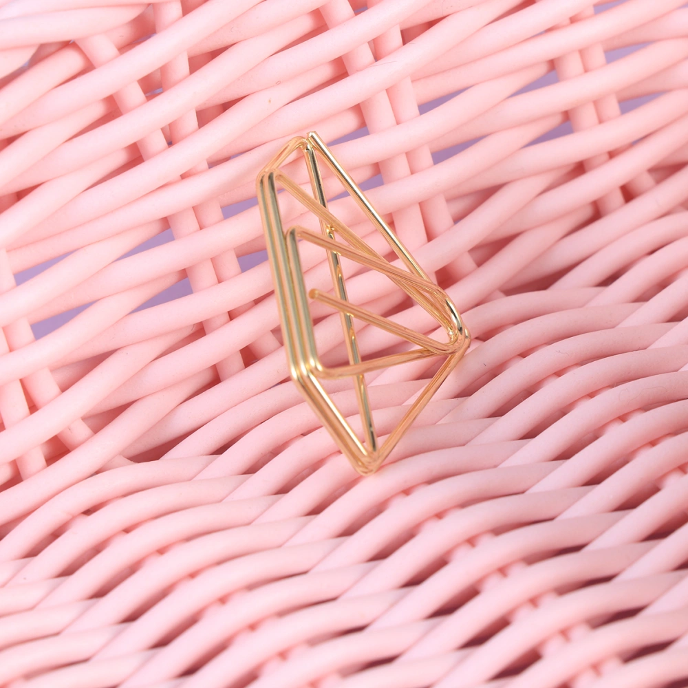 8pcs Bright Diamond Paperclip Paper Clips Marking Bookmark Pin Stationery Office Accessories(Golden)