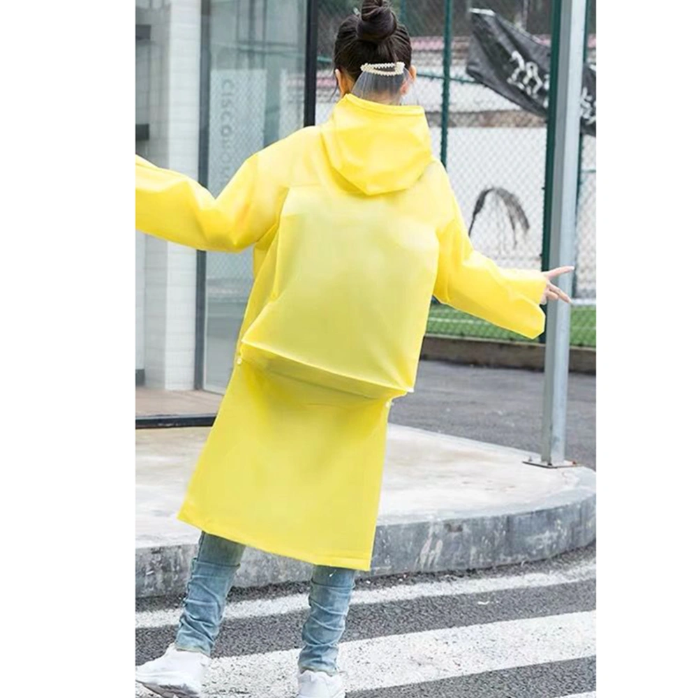 Yellow Thicken Rain Poncho Reusable Kids Raincoat Portable Waterproof Raincoat Elastic Sleeve Rainwear with Schoolbag Cover and Hood for Kids Outdoor- Size M(Suitable for 110-130cm High Kids)