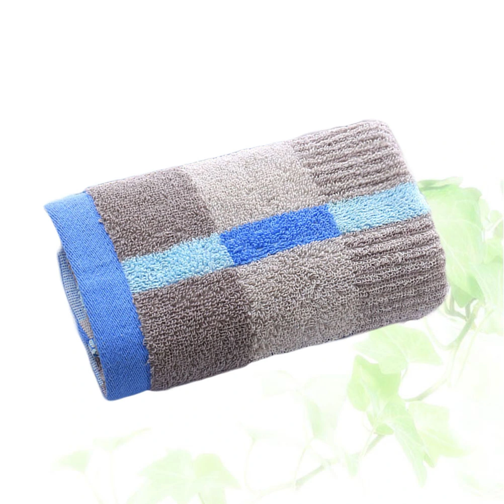 35x75 Bath Towels Thicken Wash Face Towel Grid Cotton Towels Bath Face Towels for Bathroom, Hotel, Kitchen ( Blue)