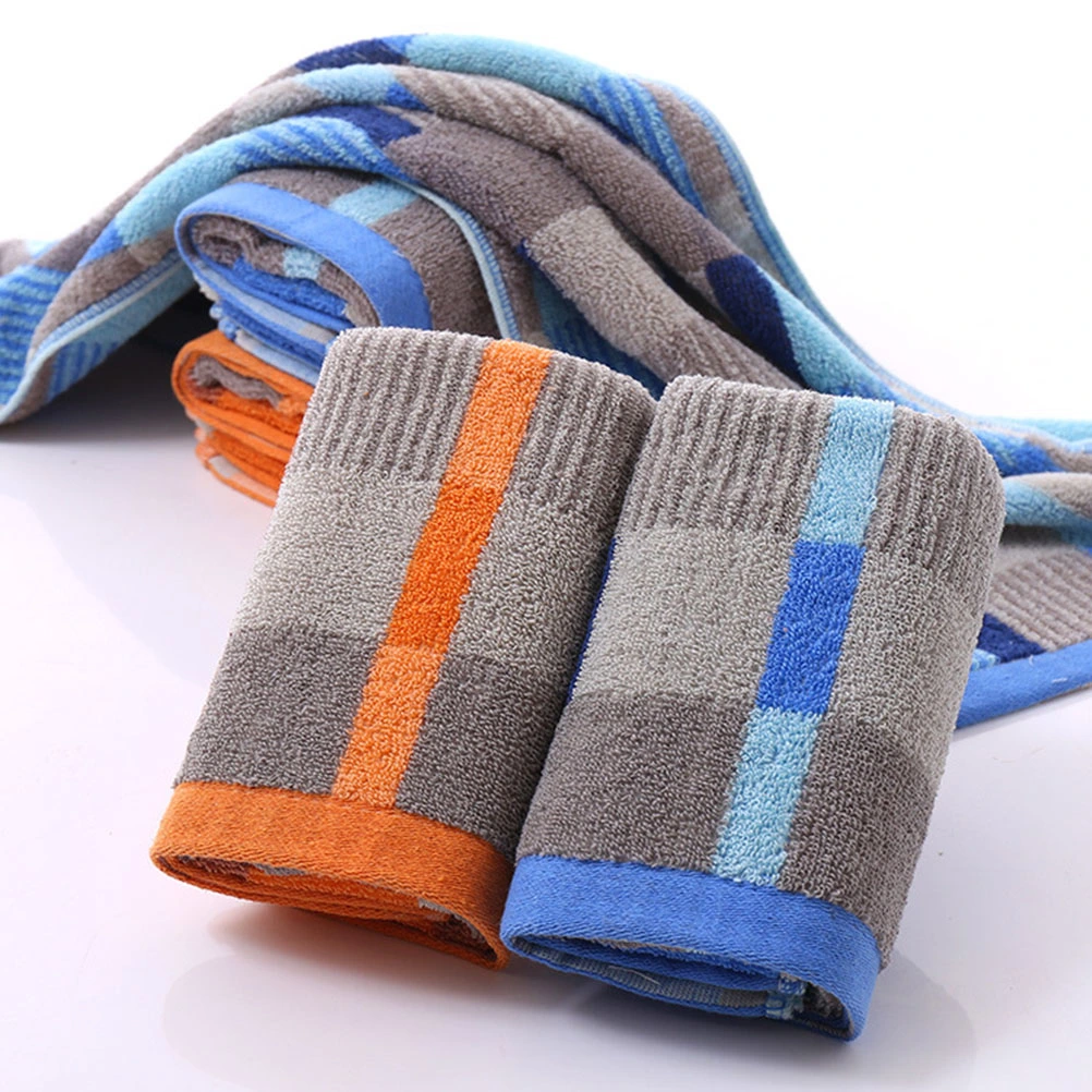 35x75 Bath Towels Thicken Wash Face Towel Grid Cotton Towels Bath Face Towels for Bathroom, Hotel, Kitchen ( Blue)