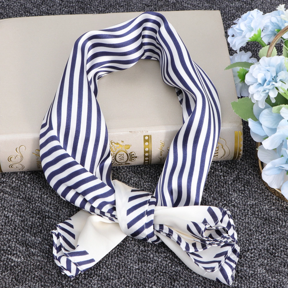 1Pc Women Scarf Silk Neck Scarves Square Kerchief Office Printing Hotel Waiter Flight Attendants (White)