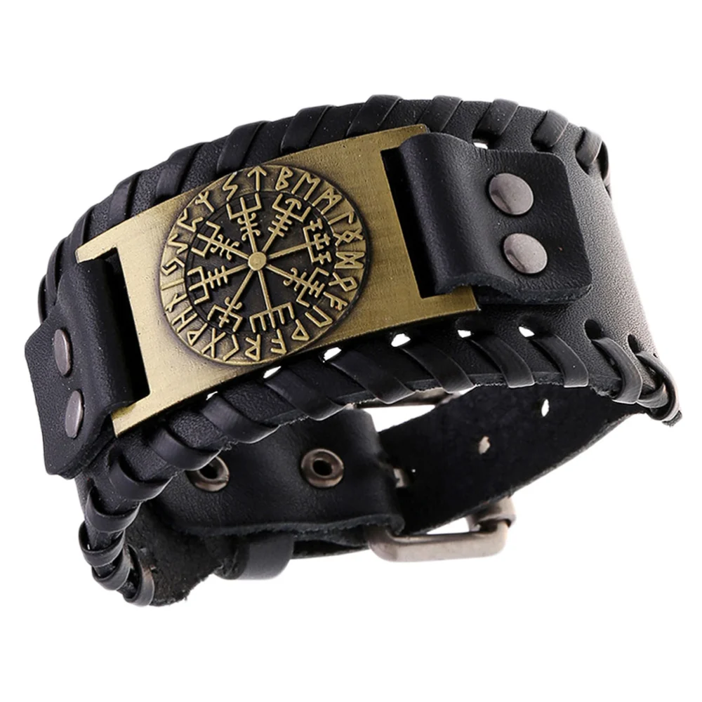 1Pc Leather Bracelet Fashion Vintage Bangle Leather Wristband Retro Wristband Cuff Kids Boys Men Women (Ancient Bronze)