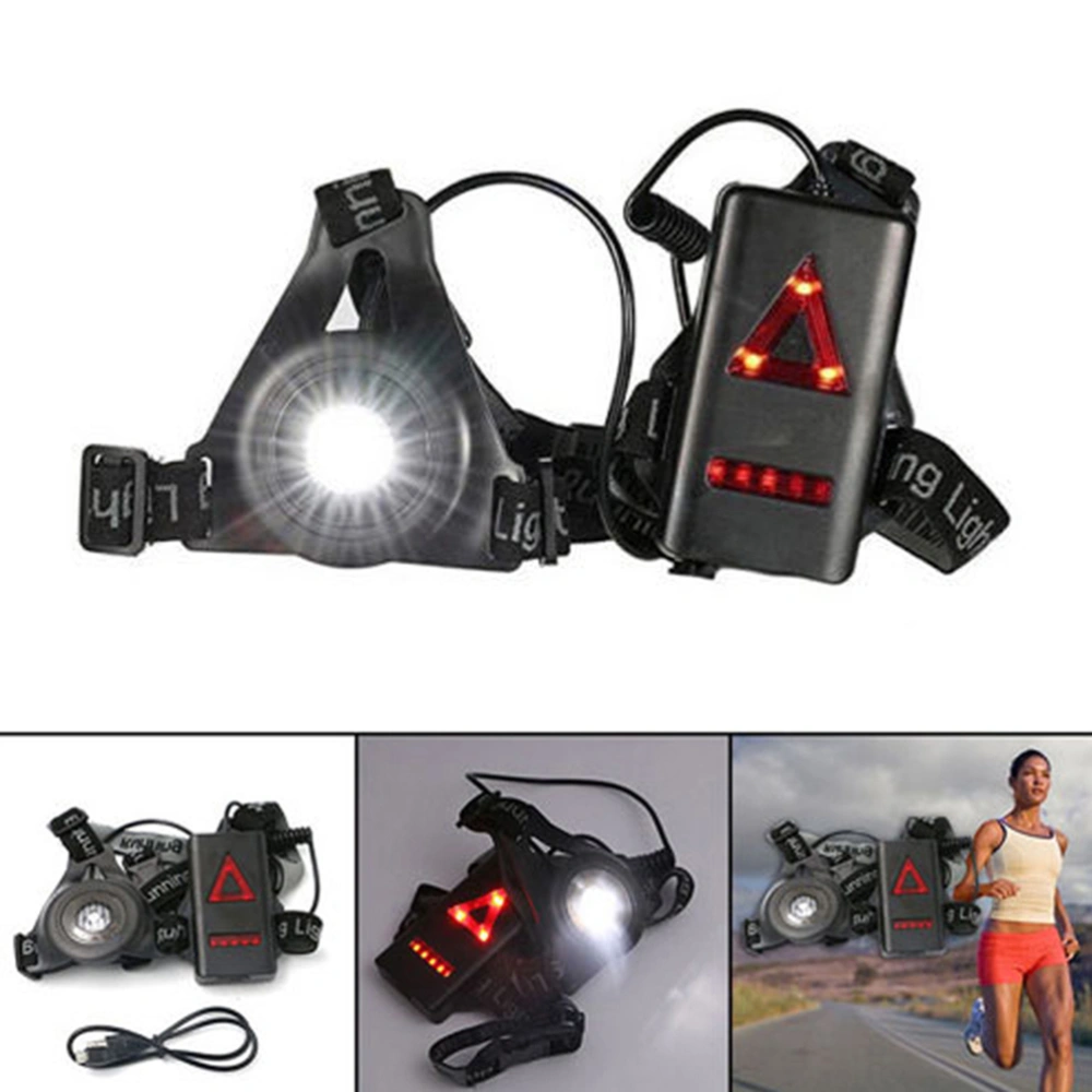 LED Waterproof Outdoor Sports Chest Lamp Running Light Safety Warning Light Black