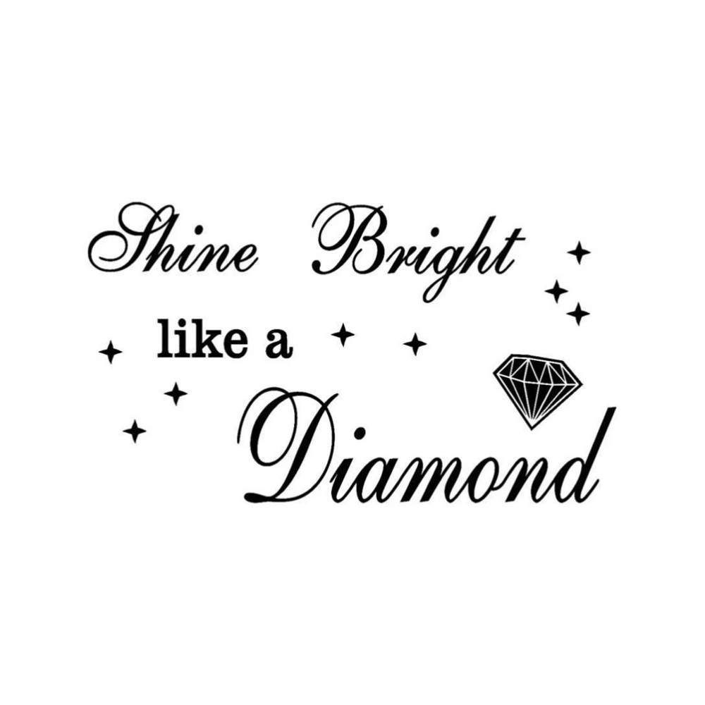 Diamond English Alphabet Wall Sticker Removable Beautiful Wall Decal Waterproof Art Sticker Bedroom Living Room Wall Mural - 30x57cm (Wrapped By Stick)