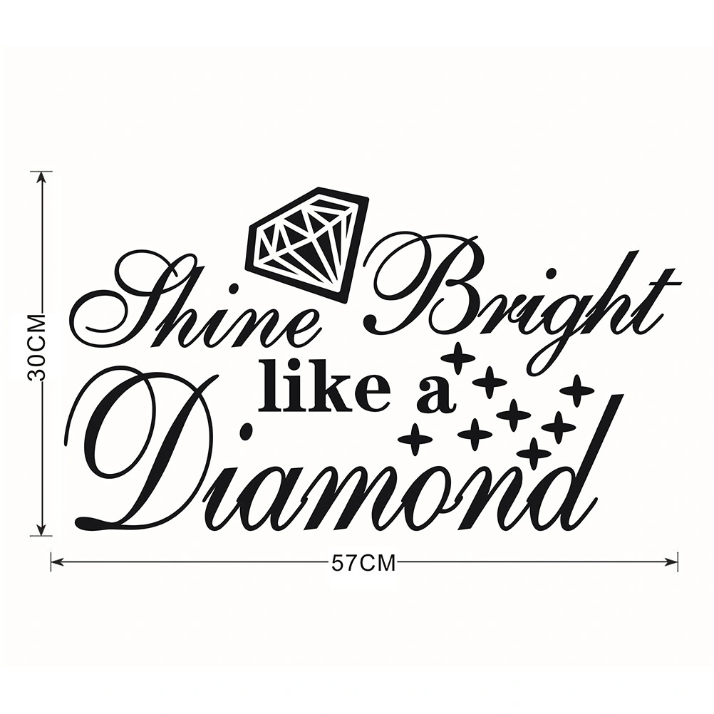 Diamond English Alphabet Wall Sticker Removable Beautiful Wall Decal Waterproof Art Sticker Bedroom Living Room Wall Mural - 30x57cm (Wrapped By Stick)