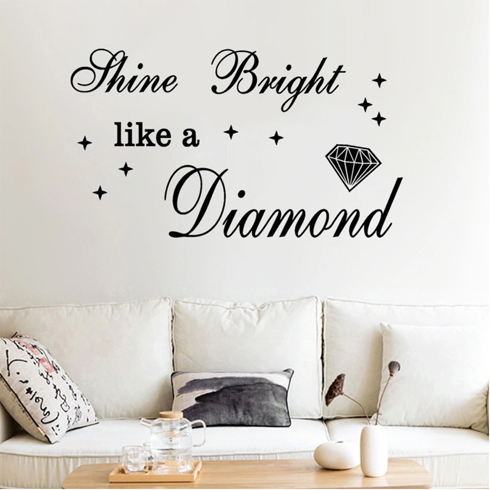 Diamond English Alphabet Wall Sticker Removable Beautiful Wall Decal Waterproof Art Sticker Bedroom Living Room Wall Mural - 30x57cm (Wrapped By Stick)