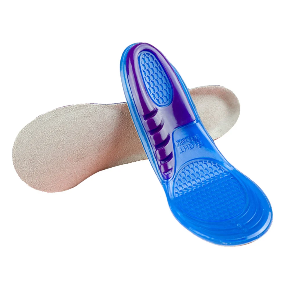 1 Pair High Elastic Insole Silicone Sports Insole Buffer Cushion Insoles for Men Women Sports L Size Blue