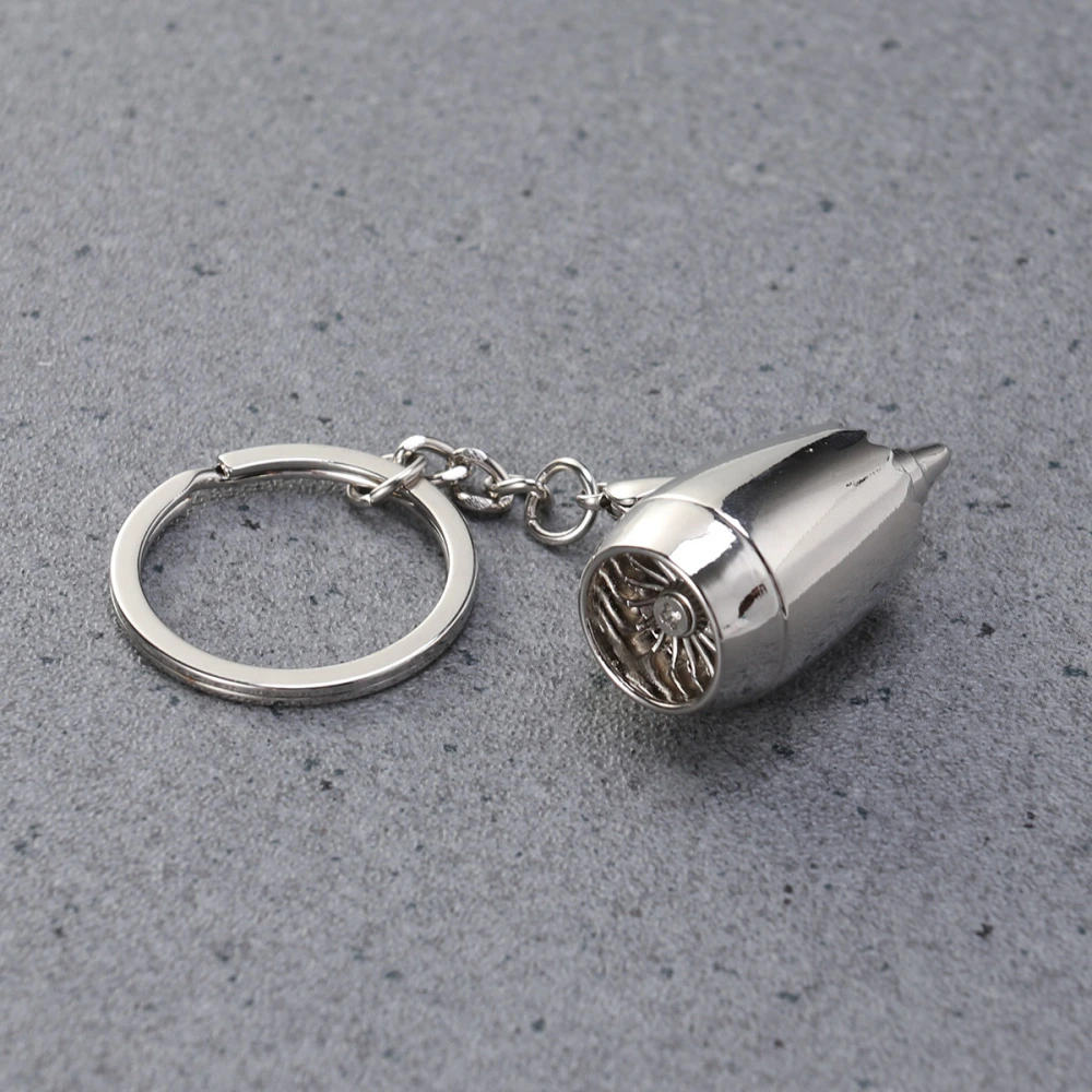 Airplane Engine Keychain Car Keyring Purse Bag Pendant Decoration Hanging Keychain Accessory Creative Gift (Silver)