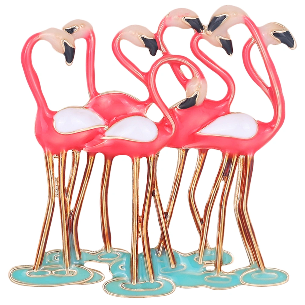 1Pc Creative Flamingos Shaped Brooch Fashion Clothes Pin Pant Accessories Adorable Corsage Simple Breastpin(Pink)