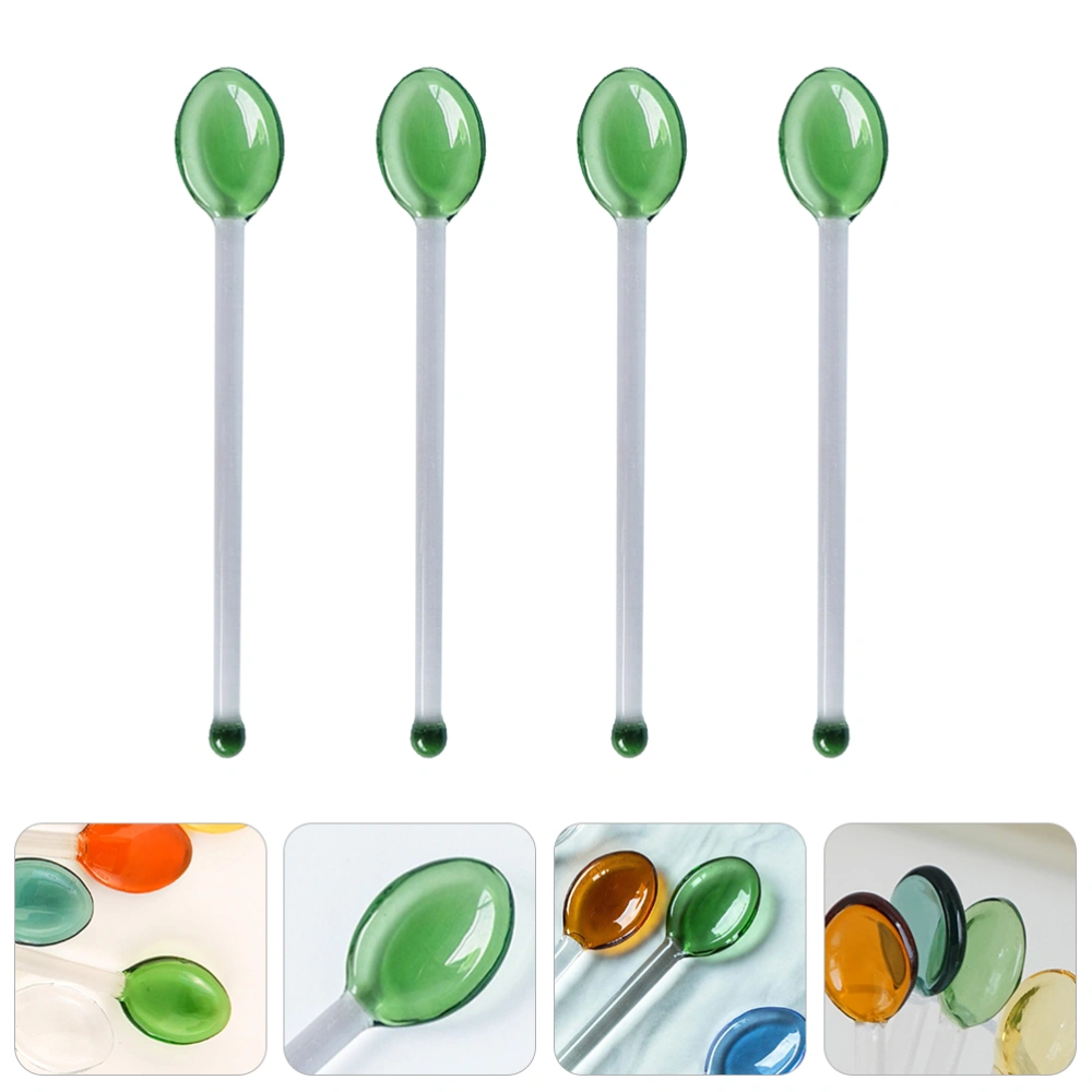 4 Pcs Heat Resistant Glass Spoons Clear Coffee Spoon Long Handle Dessert Spoon