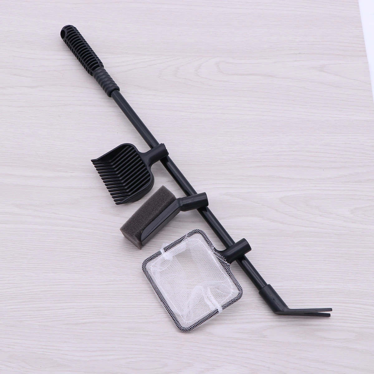 Plastic 4 in 1 Fish Tank Aquarium Cleaning Brush Complete Aquarium Cleaning Kit Fish Tank Clean Set Fish Net + Rake + Fork + Sponge