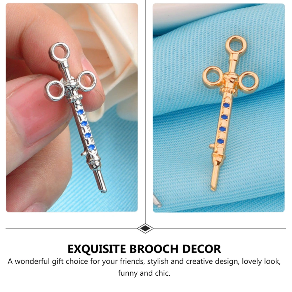 4pcs Creative Injector Shape Alloy Brooches Delicate Drip Oil Doctor Badges