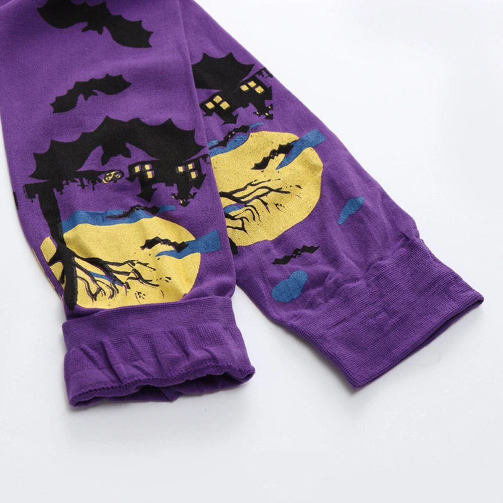 1Pair Halloween Cosplay Sexy Stockings Over The Knee High Socks Bat Pattern Long Stockings for Women Girls (Purple)